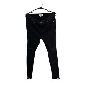 EVIDNT Los Angeles Women's Black Distressed Frayed Stretch Skinny Jeans Size 31
